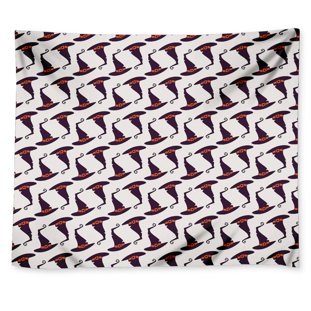 Purple Halloween Witch Hat Pattern Print Tapestry