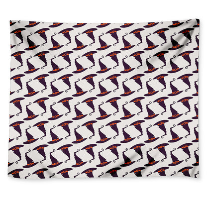 Purple Halloween Witch Hat Pattern Print Tapestry