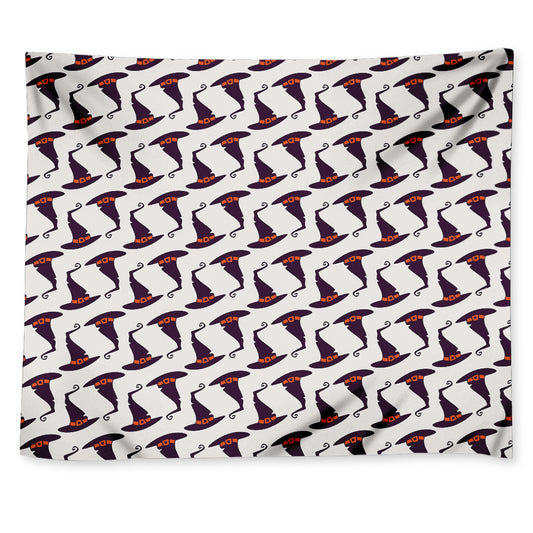 Purple Halloween Witch Hat Pattern Print Tapestry