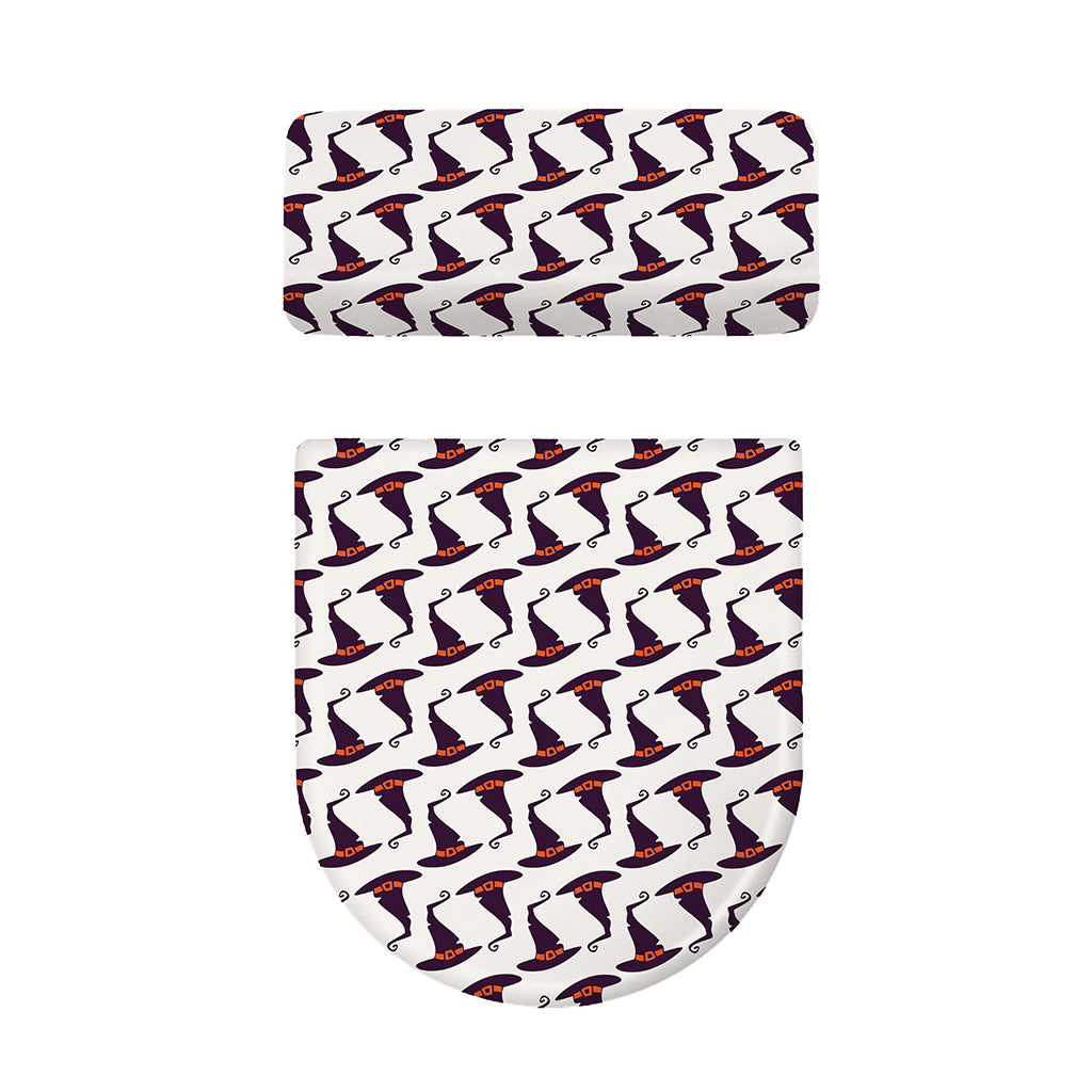 Purple Halloween Witch Hat Pattern Print Toilet Lid And Tank Cover Set