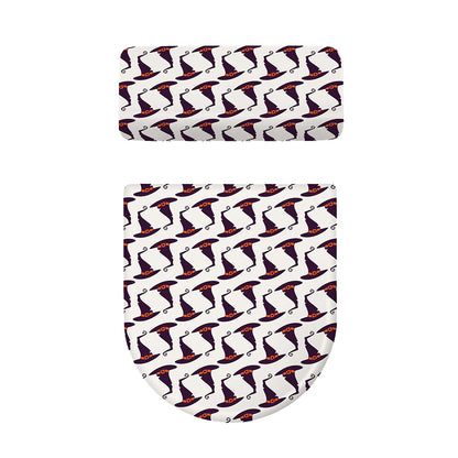 Purple Halloween Witch Hat Pattern Print Toilet Lid And Tank Cover Set