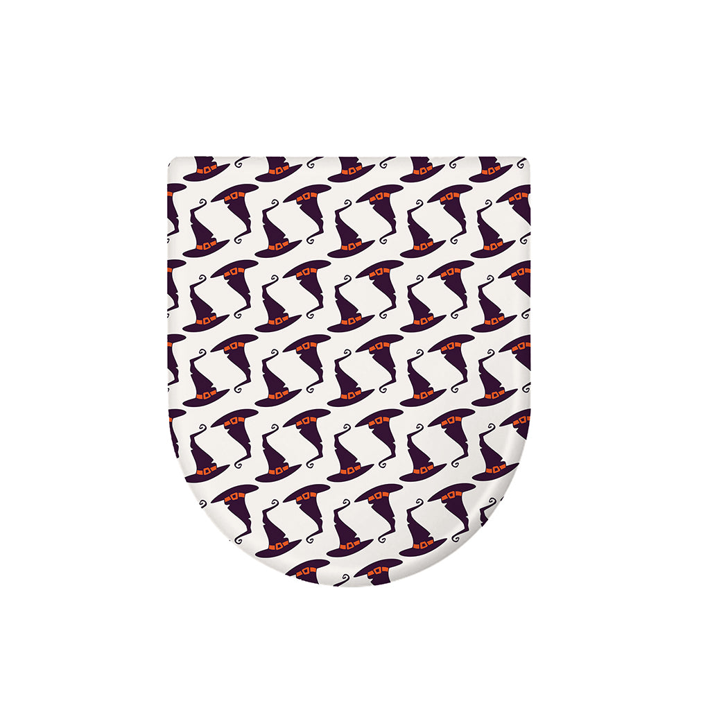 Purple Halloween Witch Hat Pattern Print Toilet Lid Cover
