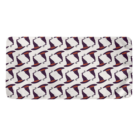 Purple Halloween Witch Hat Pattern Print Towel