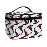 Purple Halloween Witch Hat Pattern Print Travel Makeup Bag