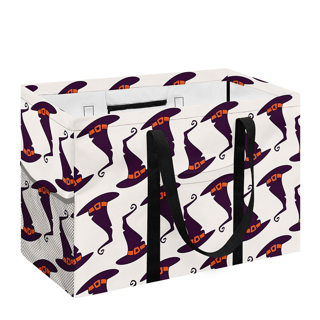 Purple Halloween Witch Hat Pattern Print Utility Tote Bag
