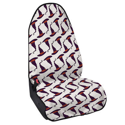 Purple Halloween Witch Hat Pattern Print Waterproof Car Seat Cover