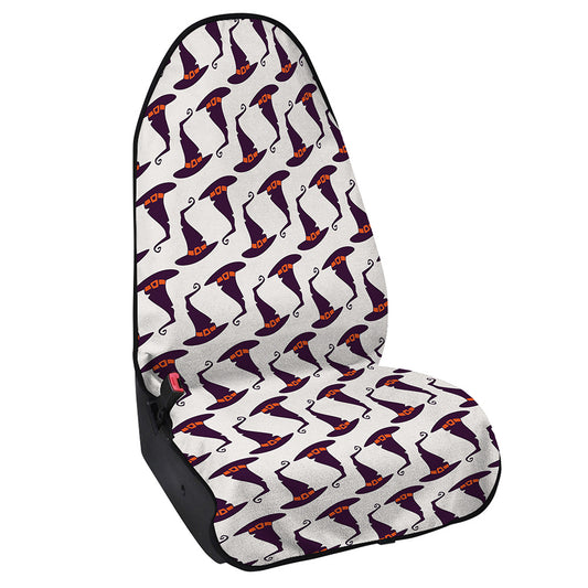 Purple Halloween Witch Hat Pattern Print Waterproof Car Seat Cover
