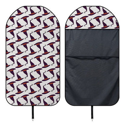 Purple Halloween Witch Hat Pattern Print Waterproof Car Seat Cover
