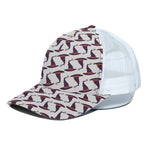 Purple Halloween Witch Hat Pattern Print White Mesh Trucker Cap