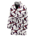 Purple Halloween Witch Hat Pattern Print Women's Bathrobe
