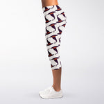 Purple Halloween Witch Hat Pattern Print Women's Capri Leggings