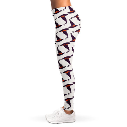 Purple Halloween Witch Hat Pattern Print Women's Leggings