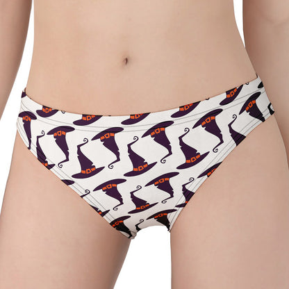 Purple Halloween Witch Hat Pattern Print Women's Panties
