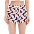 Purple Halloween Witch Hat Pattern Print Women's Split Running Shorts