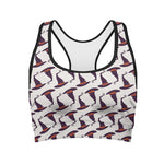 Purple Halloween Witch Hat Pattern Print Women's Sports Bra