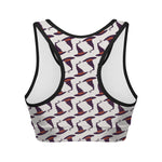 Purple Halloween Witch Hat Pattern Print Women's Sports Bra