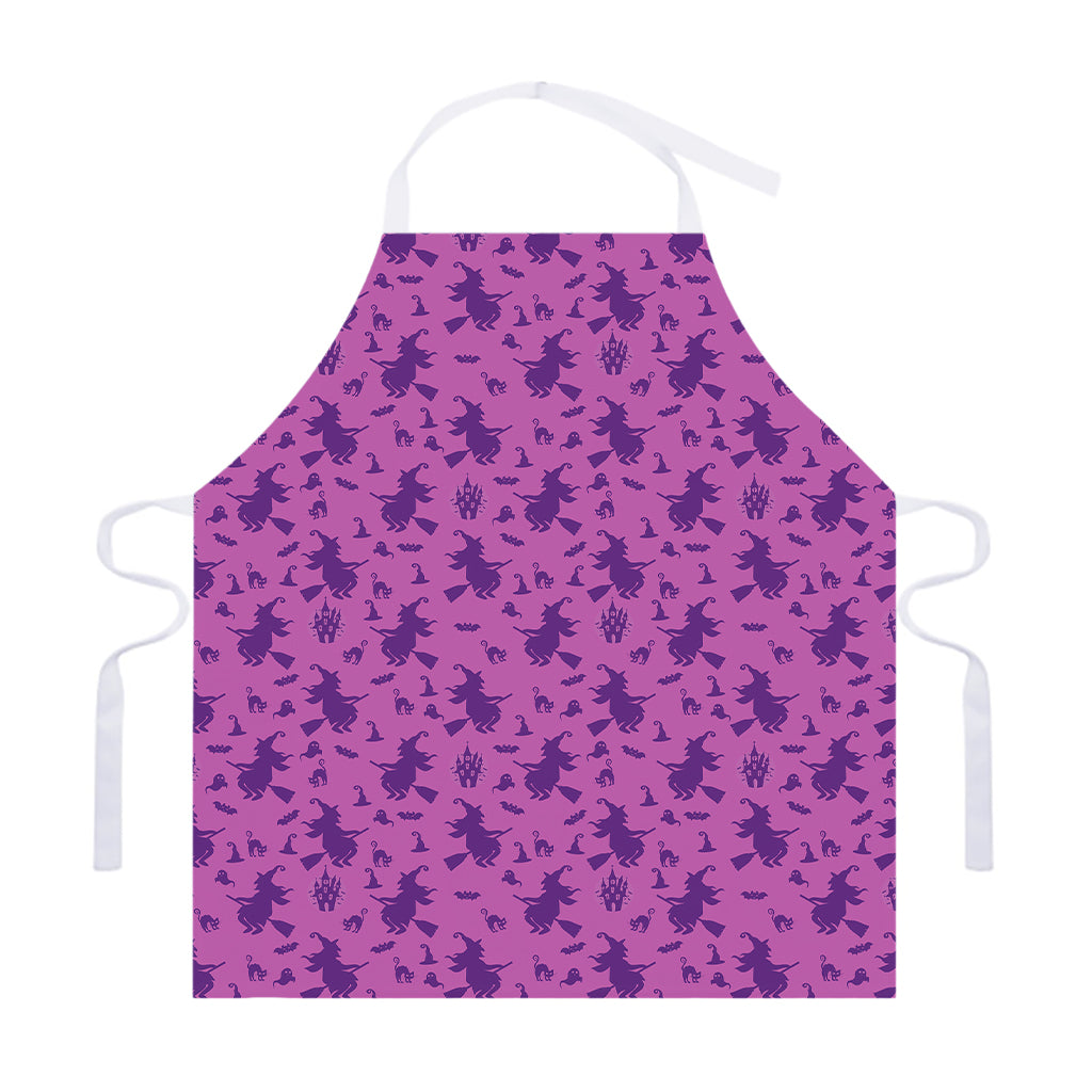 Purple Halloween Witch Pattern Print Adjustable Apron