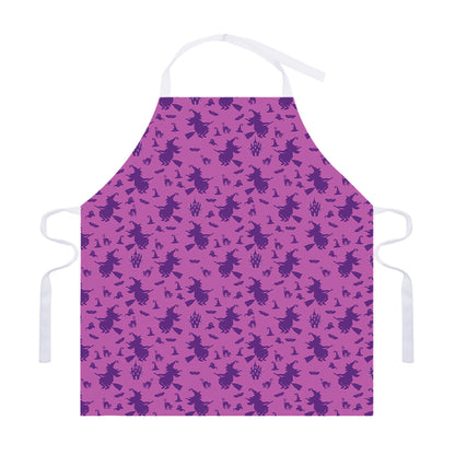 Purple Halloween Witch Pattern Print Adjustable Apron
