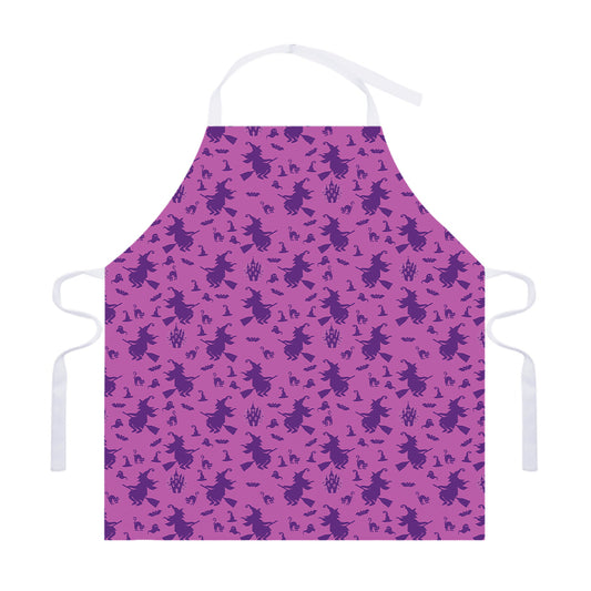 Purple Halloween Witch Pattern Print Adjustable Apron