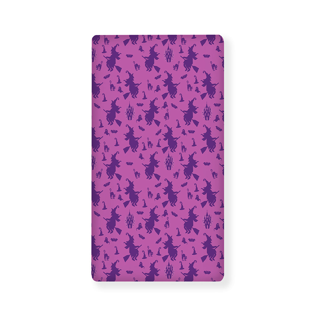 Purple Halloween Witch Pattern Print Baby Crib Sheet