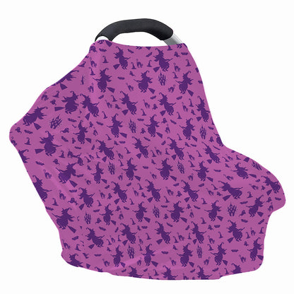 Purple Halloween Witch Pattern Print Baby Seat Cover