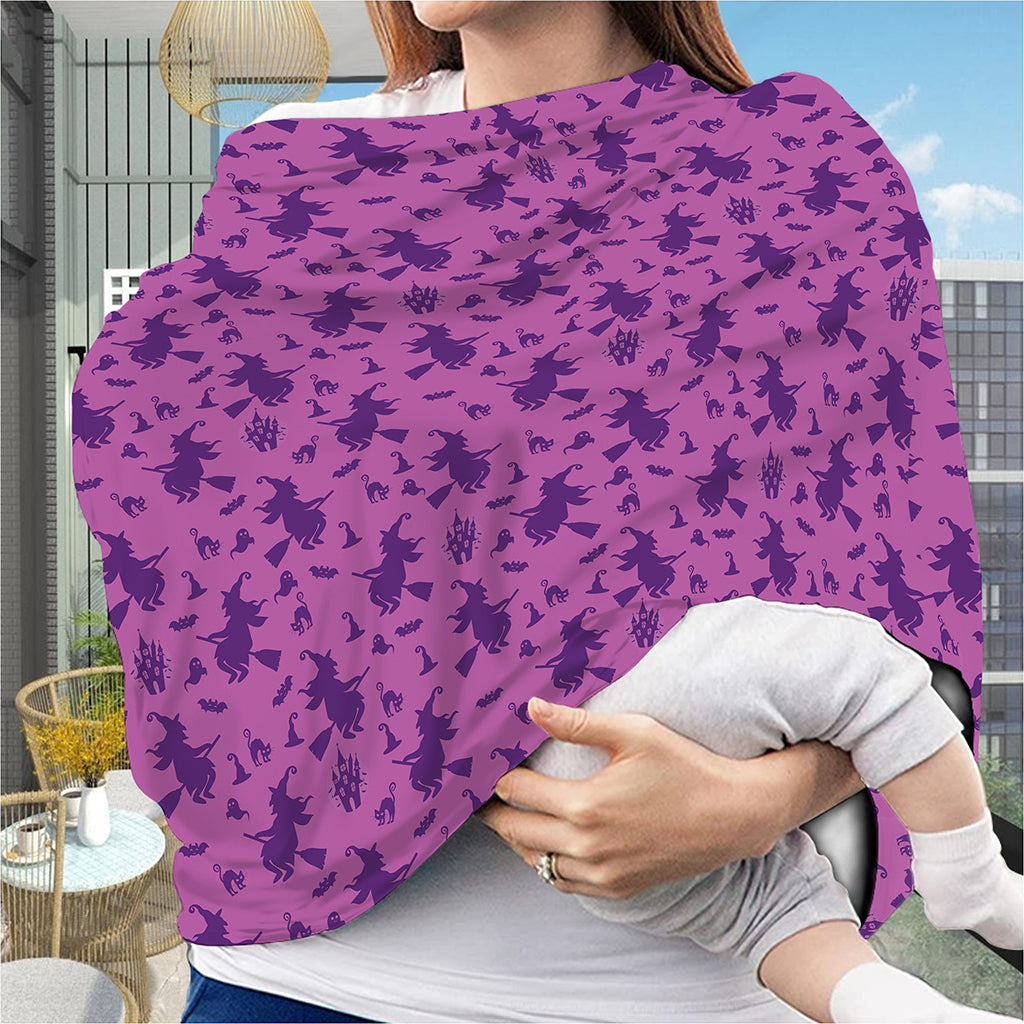 Purple Halloween Witch Pattern Print Baby Seat Cover