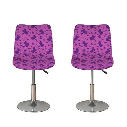 Purple Halloween Witch Pattern Print Bar Stool Covers