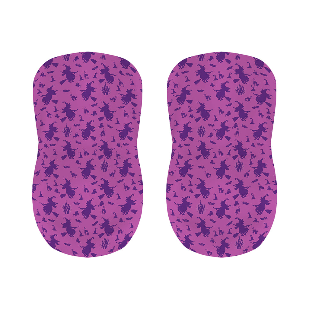 Purple Halloween Witch Pattern Print Bar Stool Covers