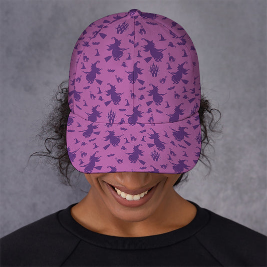 Purple Halloween Witch Pattern Print Baseball Cap