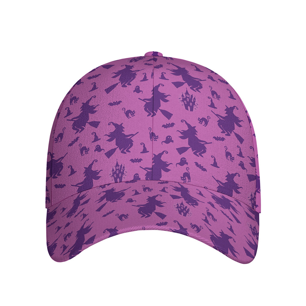 Purple Halloween Witch Pattern Print Baseball Cap