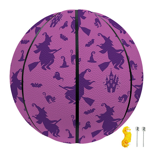 Purple Halloween Witch Pattern Print Basketball