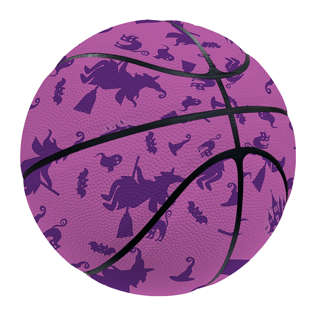 Purple Halloween Witch Pattern Print Basketball