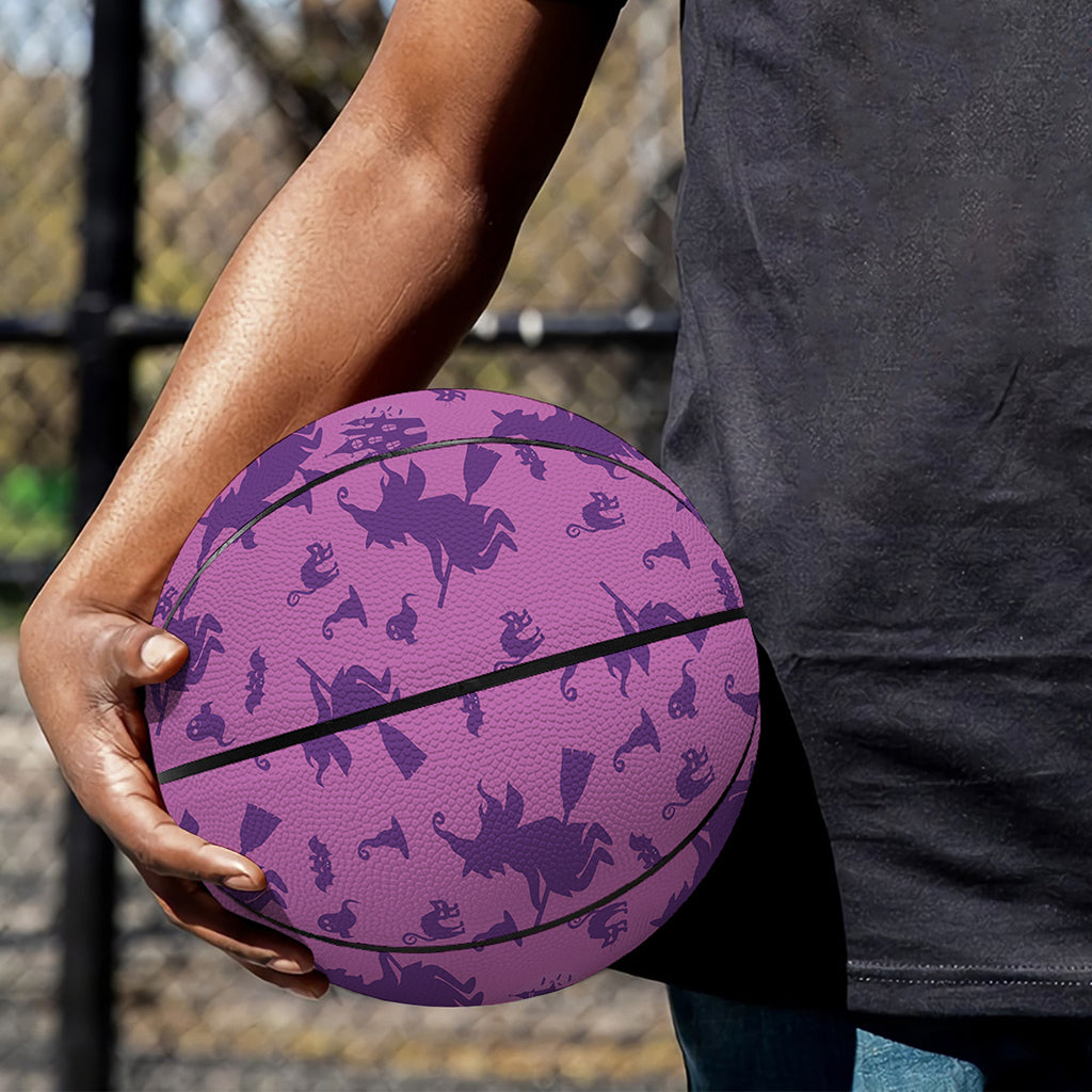Purple Halloween Witch Pattern Print Basketball