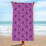Purple Halloween Witch Pattern Print Beach Towel