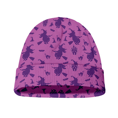 Purple Halloween Witch Pattern Print Beanie