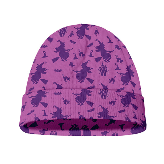 Purple Halloween Witch Pattern Print Beanie