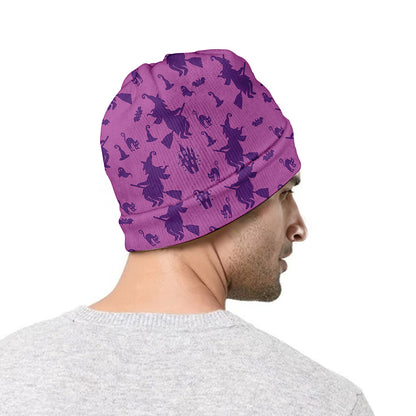 Purple Halloween Witch Pattern Print Beanie
