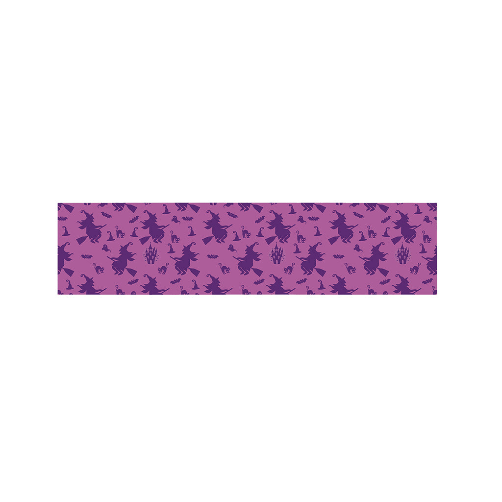 Purple Halloween Witch Pattern Print Bed Runner