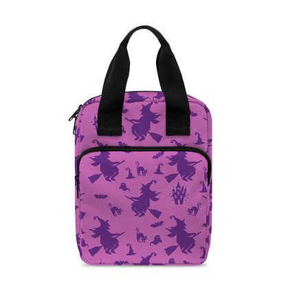 Purple Halloween Witch Pattern Print Bible Tote Bag