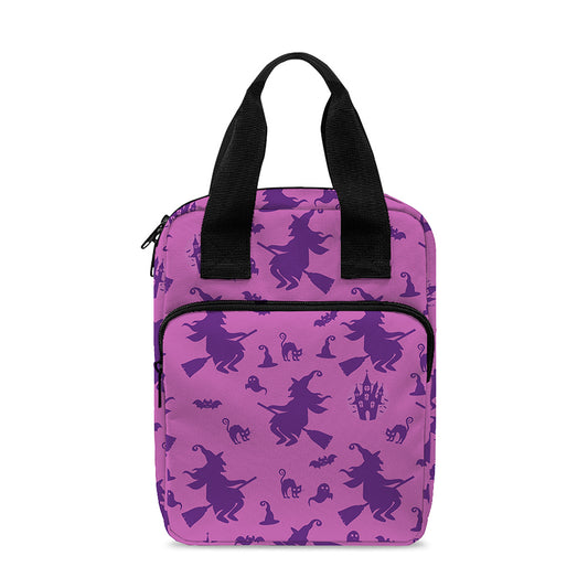 Purple Halloween Witch Pattern Print Bible Tote Bag