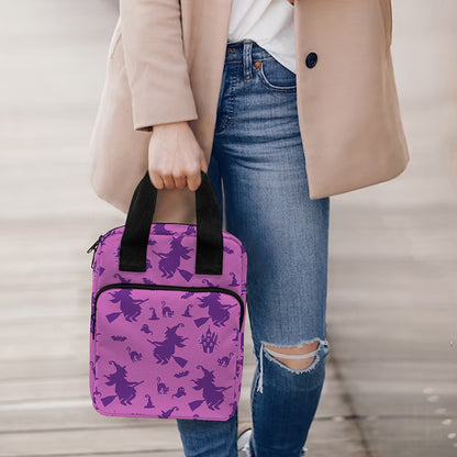Purple Halloween Witch Pattern Print Bible Tote Bag