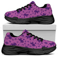 Purple Halloween Witch Pattern Print Black Chunky Shoes