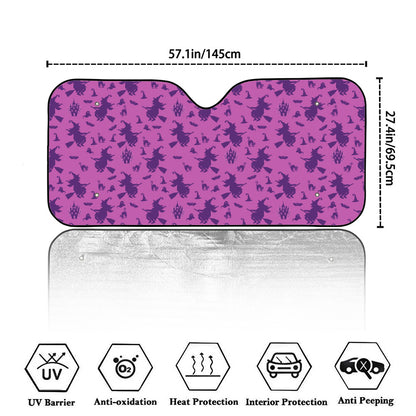 Purple Halloween Witch Pattern Print Car Windshield Sun Shade