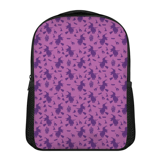 Purple Halloween Witch Pattern Print Casual Backpack