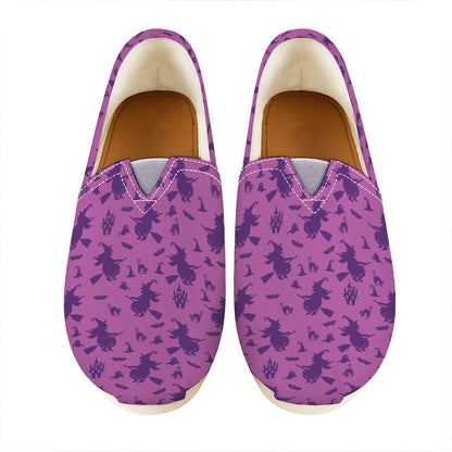 Purple Halloween Witch Pattern Print Casual Shoes