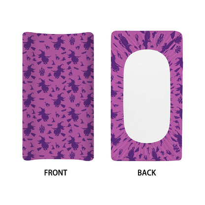 Purple Halloween Witch Pattern Print Changing Pad Cover