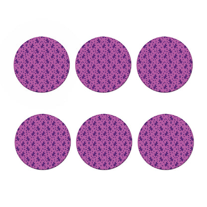 Purple Halloween Witch Pattern Print Coaster Set
