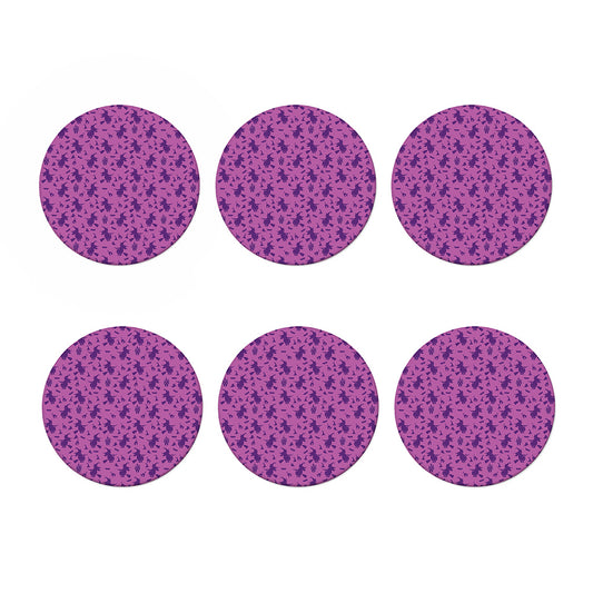 Purple Halloween Witch Pattern Print Coaster Set