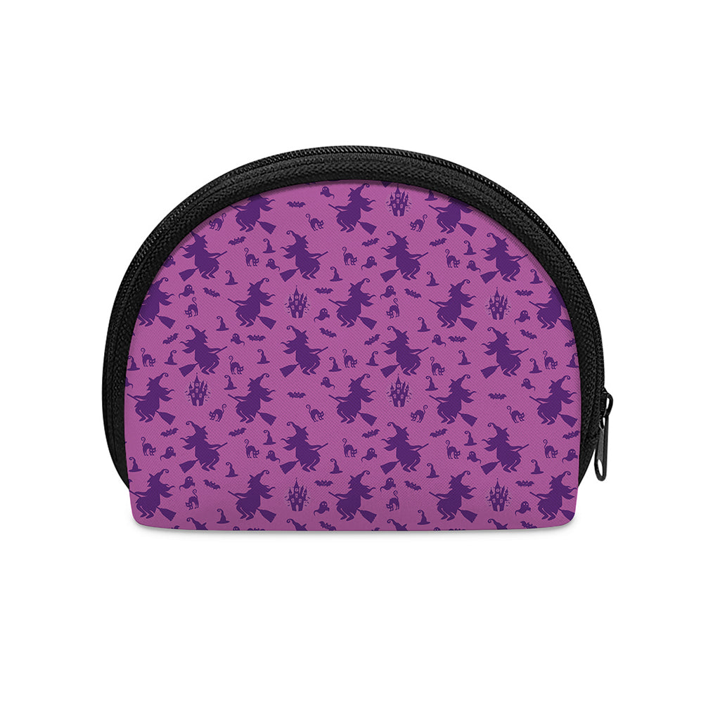 Purple Halloween Witch Pattern Print Coin Purse