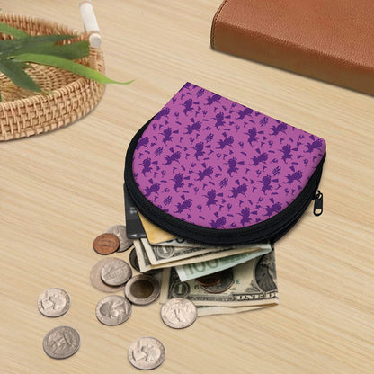 Purple Halloween Witch Pattern Print Coin Purse